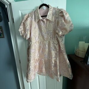 Ladies pink & gold appliqué dress